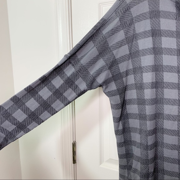 NWT Bobi Revolve Cowl Neck Long Sleeve Waffle Knit Top Buffalo Check Black Sz S - Picture 3 of 8